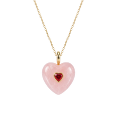 Colgante Corazón Cuarzo Rosa