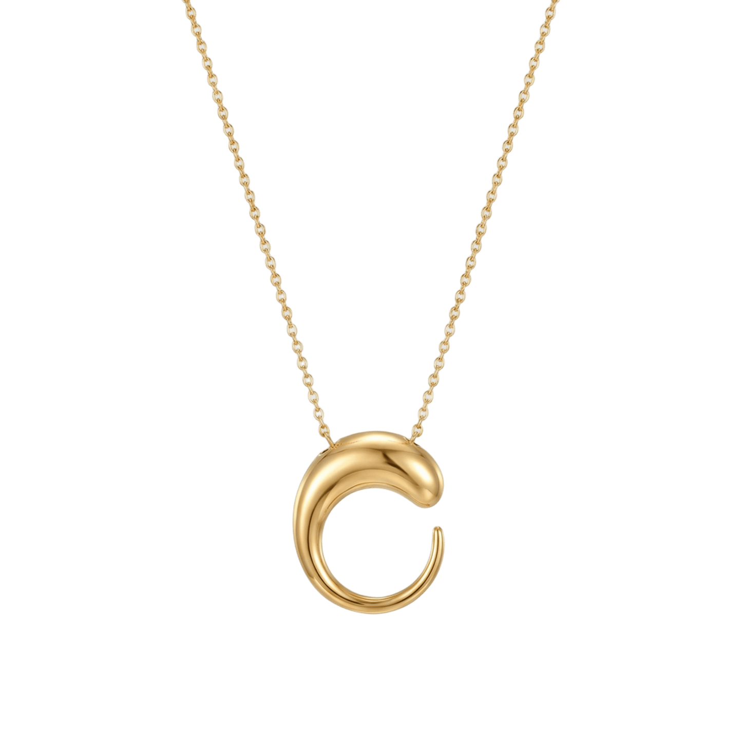 Colgante creciente en plata de ley 925 con baño de oro 18K fabricado en España. Joya con significado. Medida 25 mm y cadena ajustable 44+3 cm- Bendita Eva