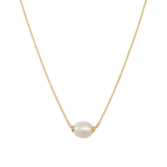 Collar de perla natural plata de ley y baño de oro 18K