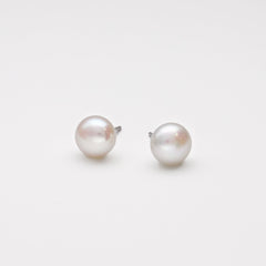 Pendientes perla botón 9-10 mm AAA