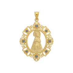 Medalla Virgen de los Desamparados plata de ley y baño de oro 18K